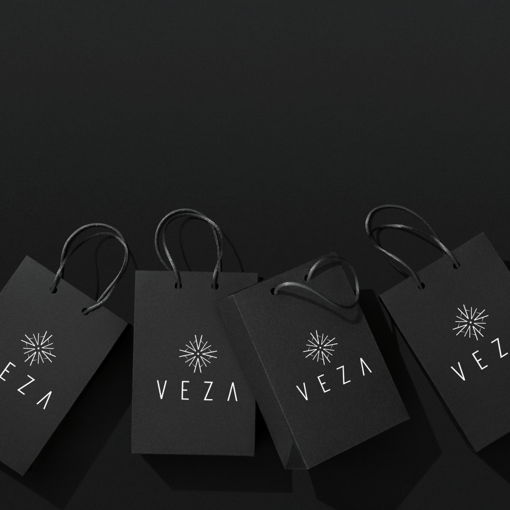 Veza Black Shopping Bags