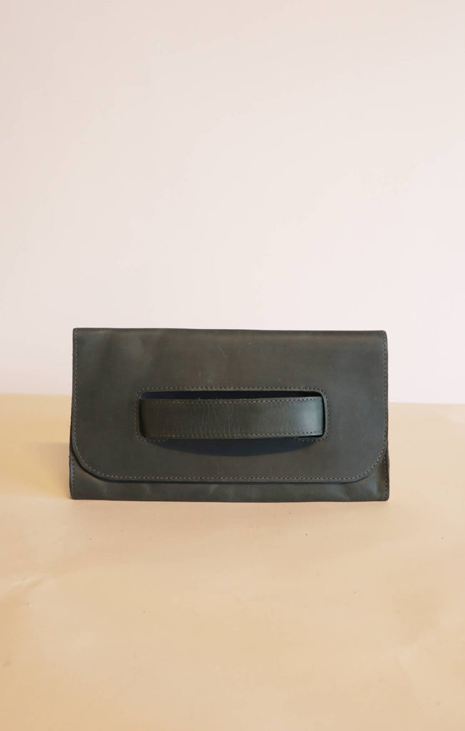 Forest Green Leather Clutch