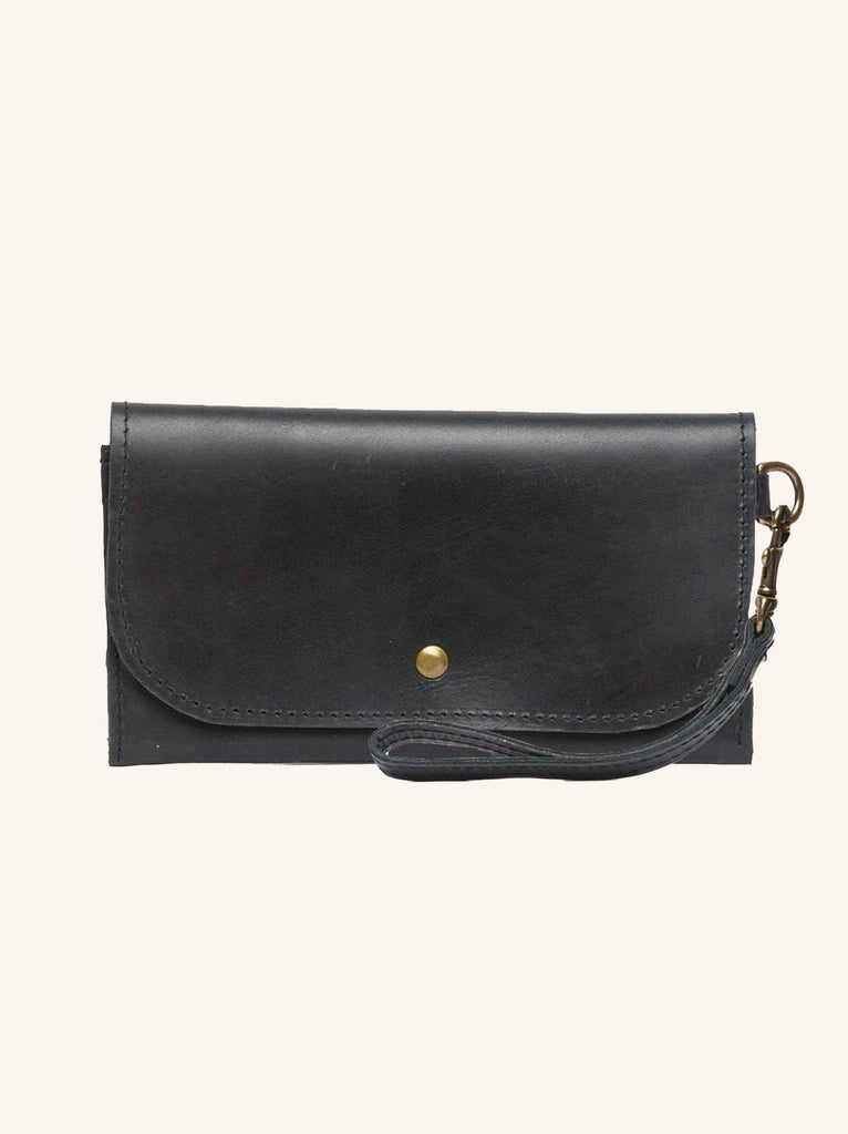 women's black leather wallet