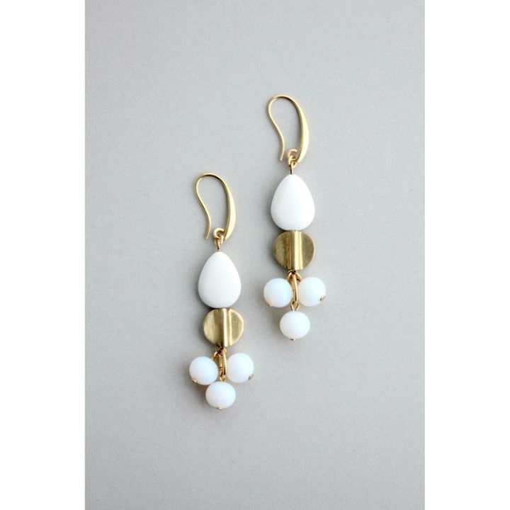 white and gold drop earrings