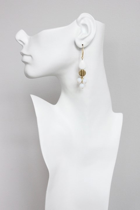 white and gold drop earrings
