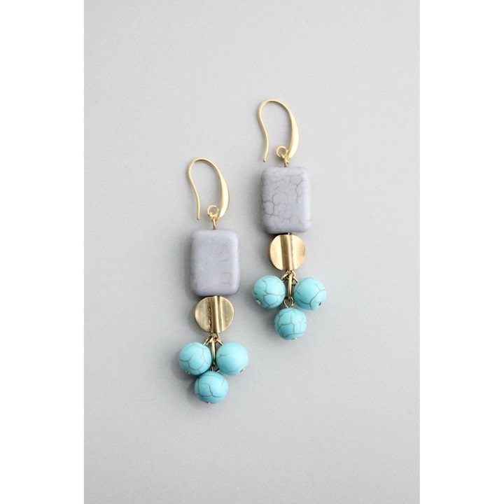 gray and turquoise drop earrings