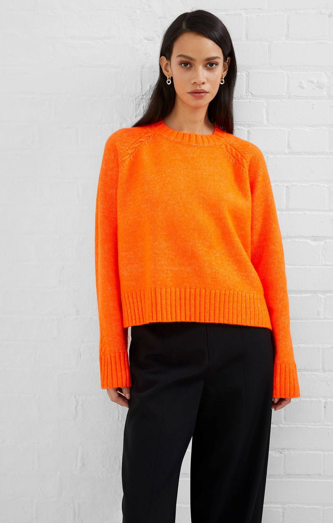orange crew neck sweater