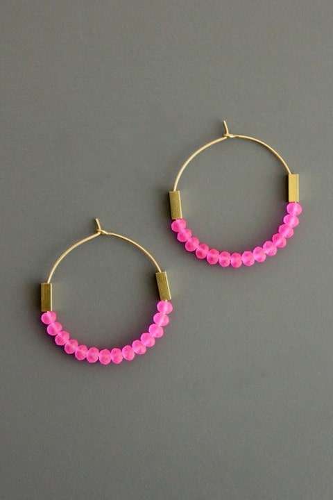 neon pink hoop earrings