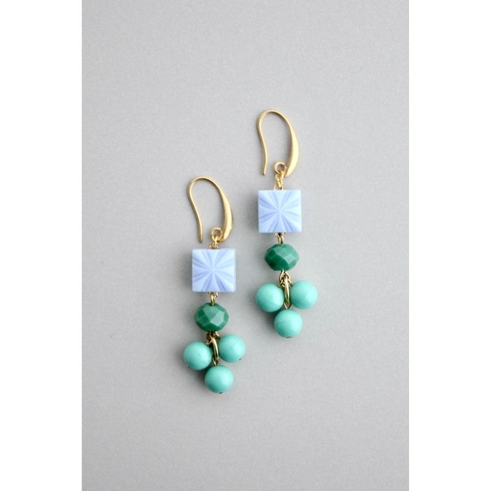 Periwinkle, green and turquoise earrings
