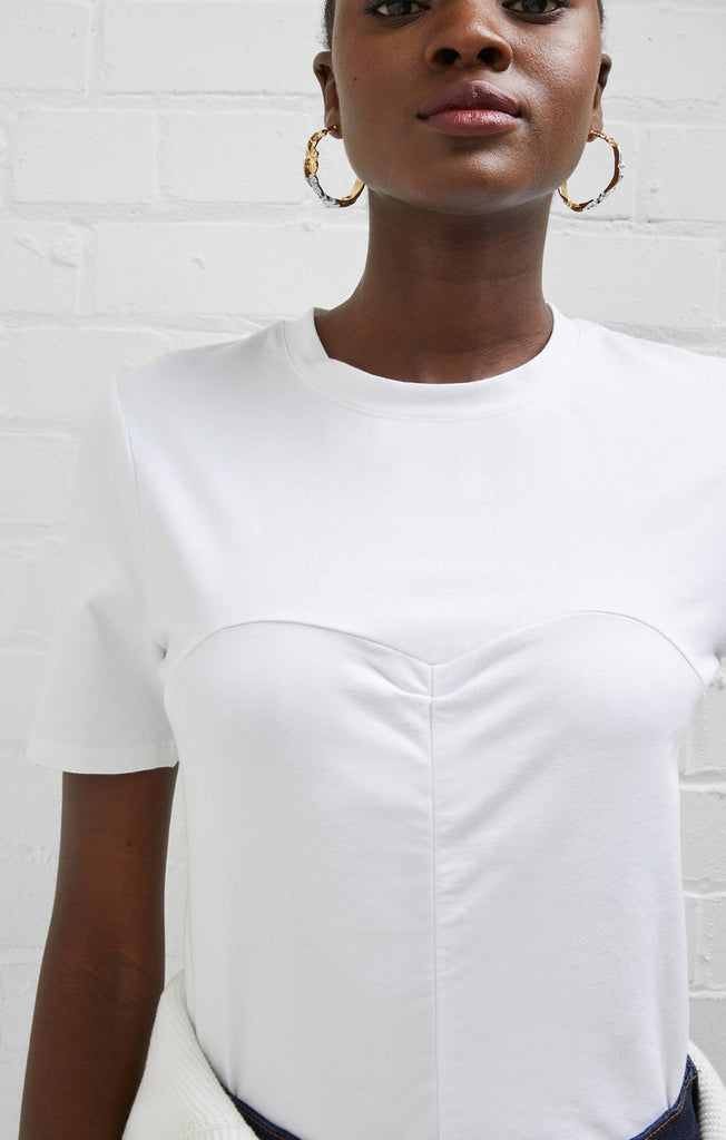 white ruched tee
