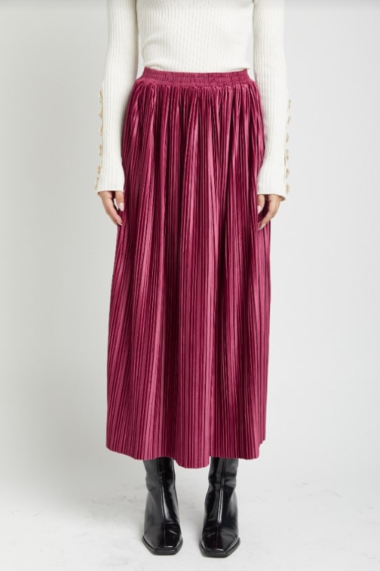 mulberry color pleated skirt