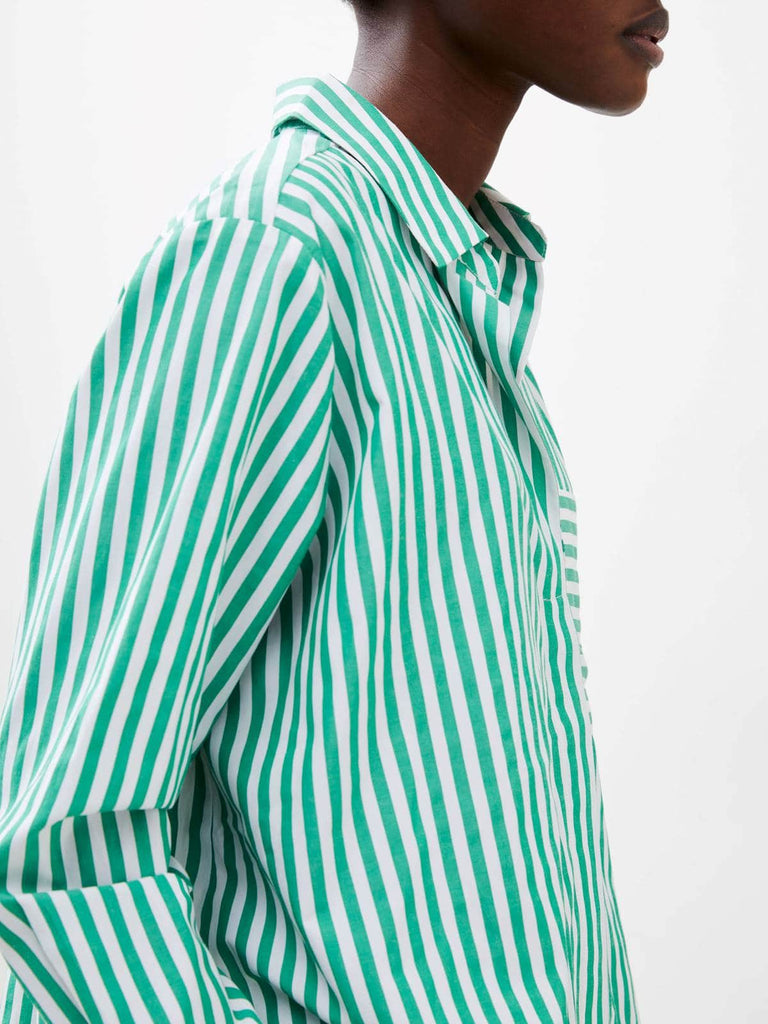 green and white stripe button up