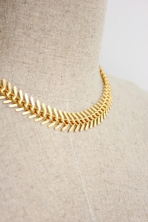 gold fishbone necklace