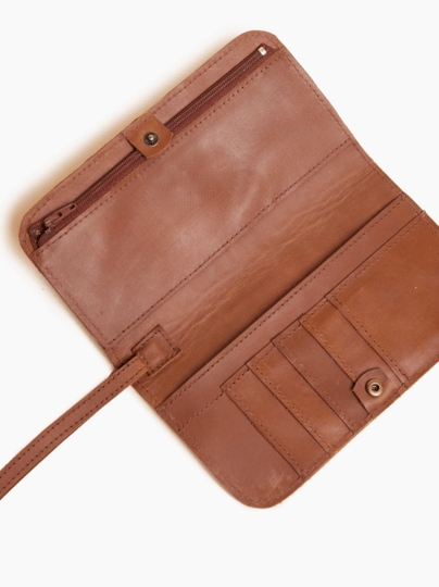 whiskey colored snap wallet
