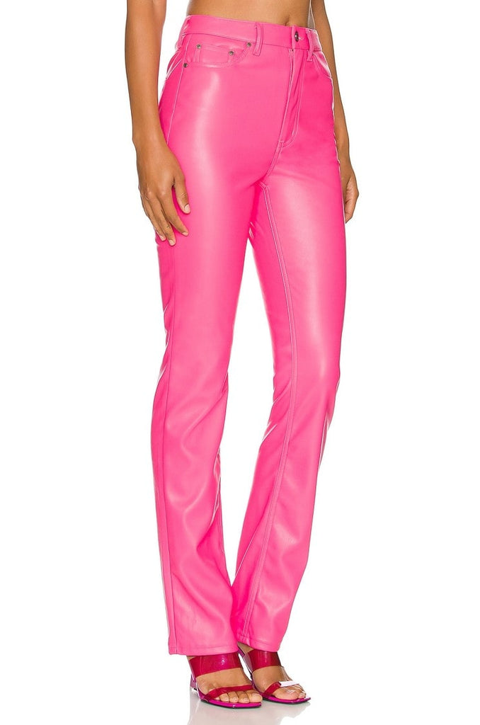 pink faux leather pants