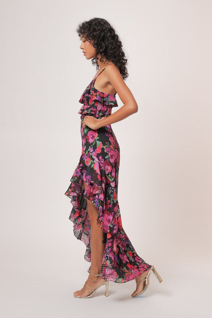 floral pattern asymmetrical dress