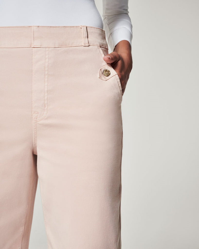 pink twill cropped wide leg pant